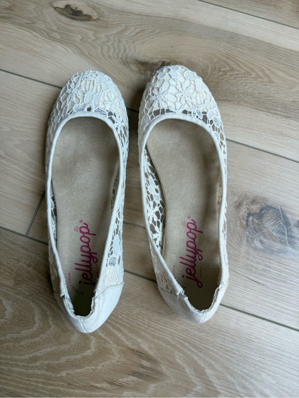 Jellypop White Lace Floral Slip-On Ballet Flats Memory Foam Women's 9M - Picture 4 of 8